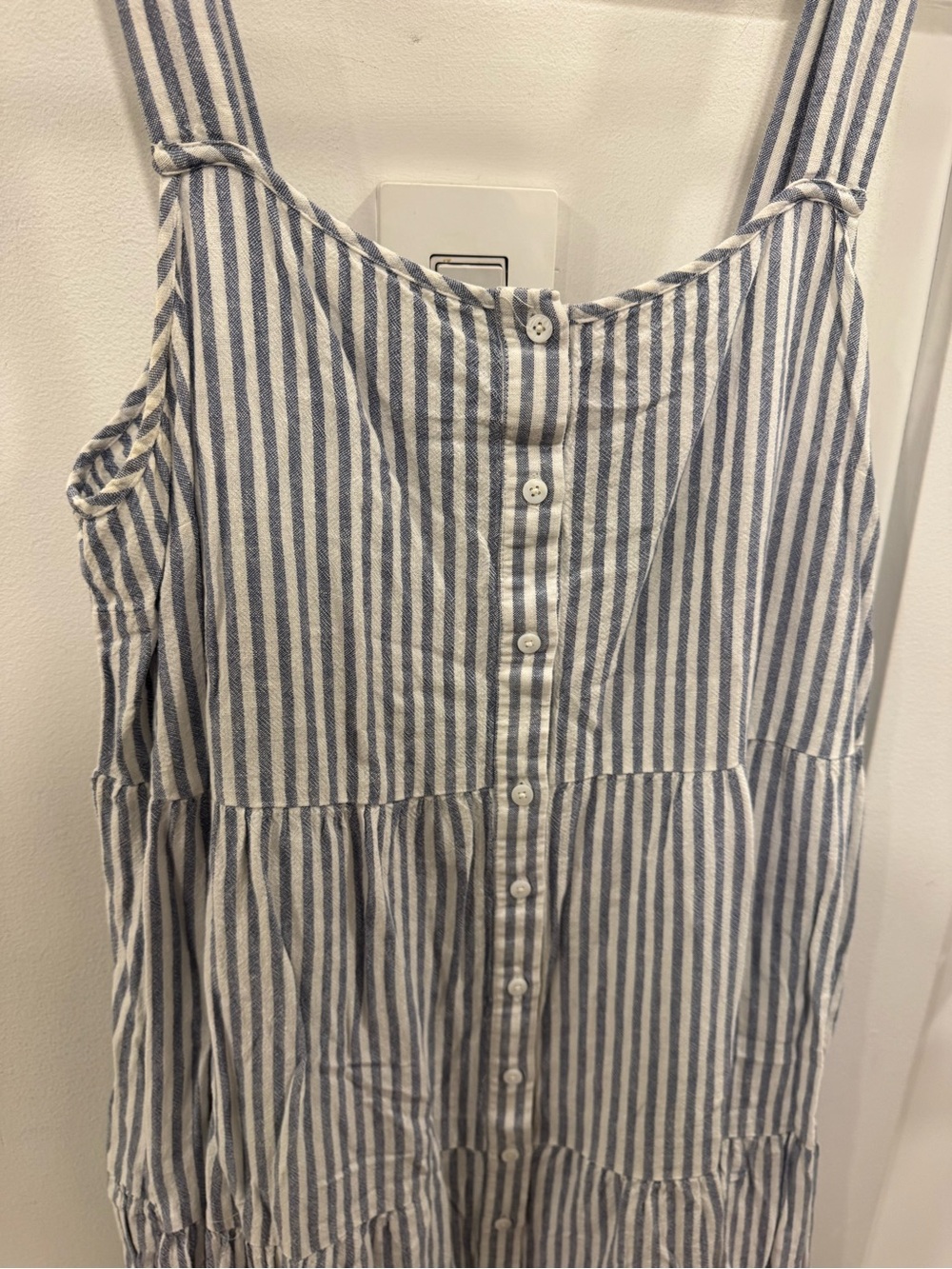 Madewell Blue and White Striped Tiered Midi Dress - Picture 3 of 4